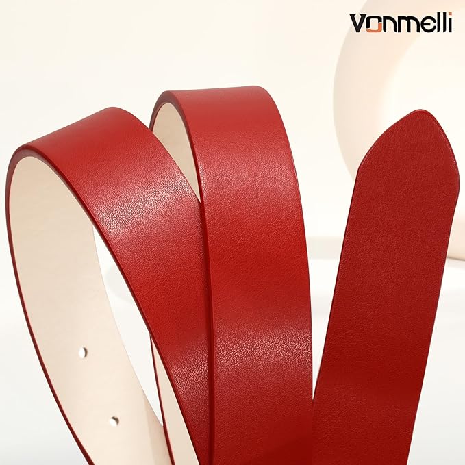 VONMELLI Women Leather Belt for Pants Jeans Dresses Ladies Belts with Fashion Gold Silver Buckle