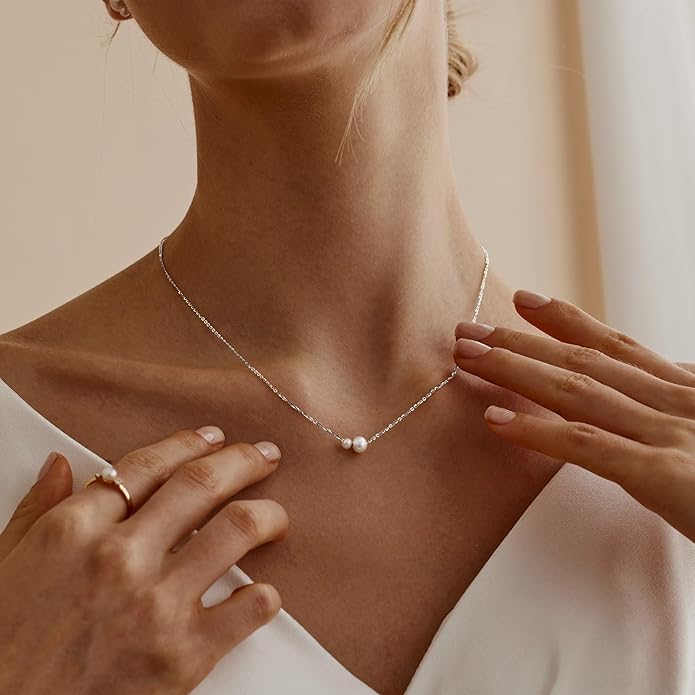 Gold Pearl Necklaces for Women Trendy 14k Gold Plated Dainty Necklace Simple Pearl Drop Single Charm Pendant Necklace Women's Jewelry Best Friend Birthday Gifts Gold Jewelry for Women