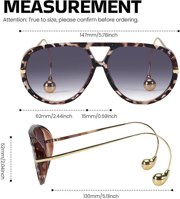 SODQW Oversized Aviator Sunglasses for Women With Earring Trendy Large Big XL Size 2025 Designer Ladies Shades