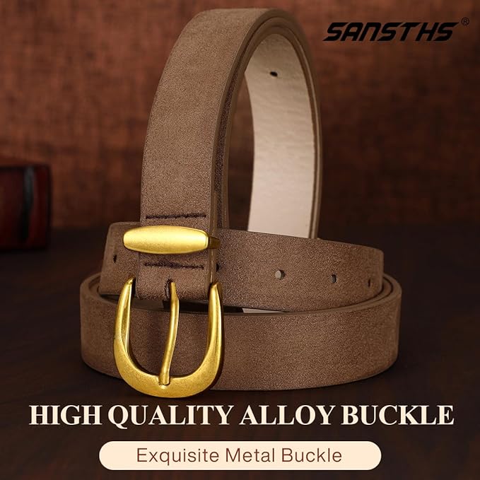 SANSTHS Womens Belt for Jeans Pants Dresses with Alloy Buckle, Floral Print Belt for Women with Unique Print Design