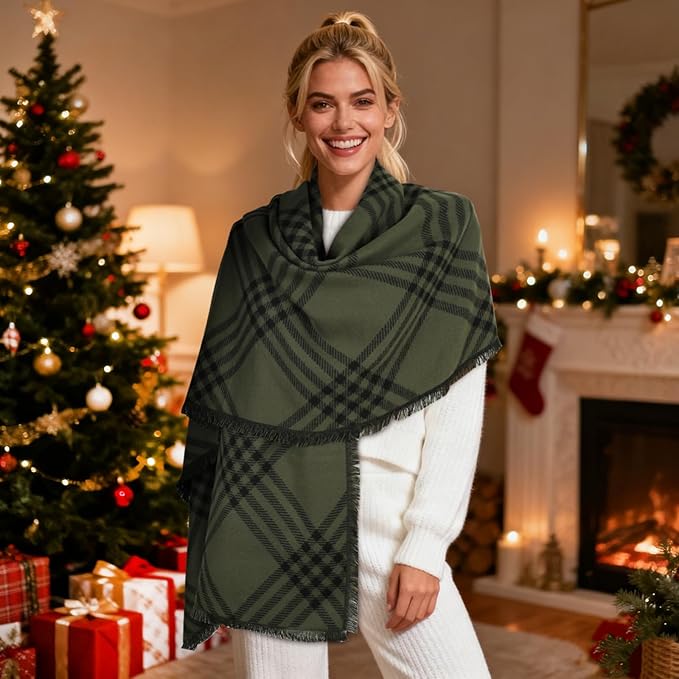 EXTREE Scarfs for Women Pashmina Silky Shawl Wrap for Evening Dressing Blanket Open Front Poncho Cape