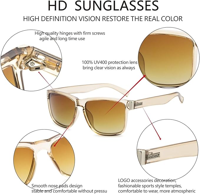 ANDOILT Sport Polarized Square Sunglasses