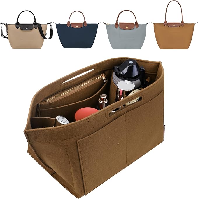 ZTUJO Purse Organizer Insert For Longchamp Le Pliage, Premium Felt Longchamp Purse Organizer Insert (Lighting Coffee, Medium For Shoulder Bag S & Energy Small & Xtra S)