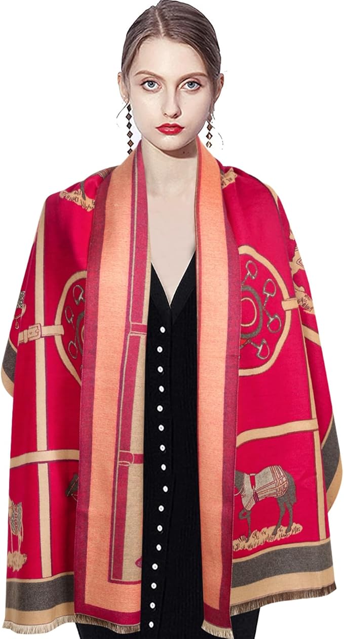 EXTREE Scarfs for Women Pashmina Silky Shawl Wrap for Evening Dressing Blanket Open Front Poncho Cape