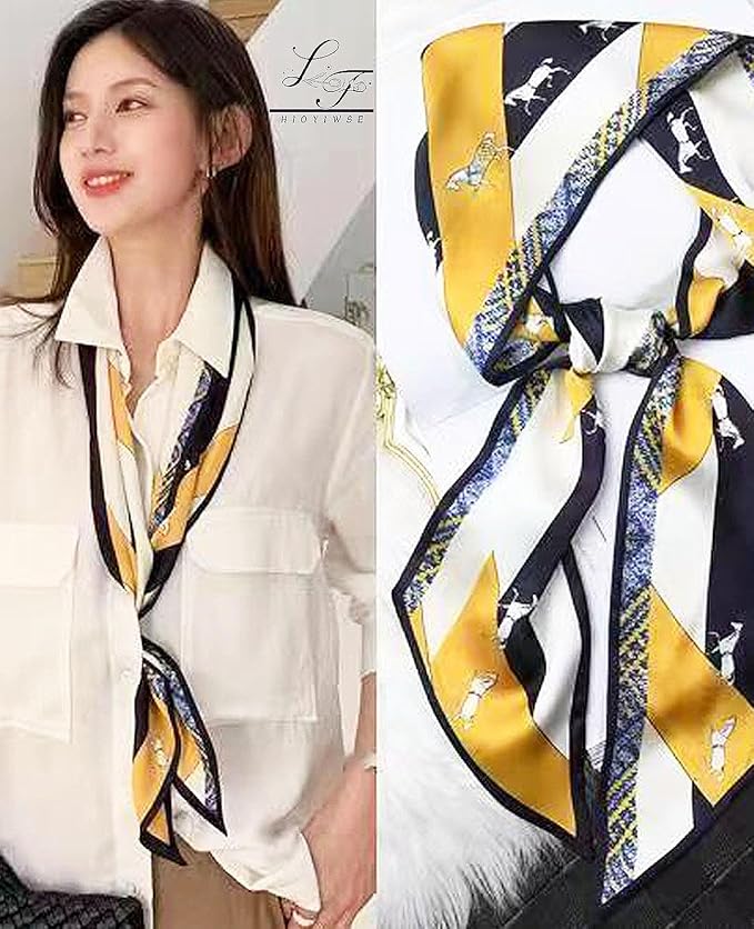 Head Scarf Hair Neck Scarves For Women Purse Bag Scarfs For Handbags Silky Long Thin Satin Headscarf Fashion
