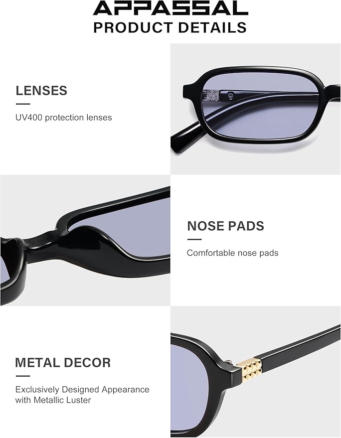 Retro Rectangular Sunglasses for Women Vintage Fashion Trendy Funny Small 90s Square Sunnies 2025 AP3698
