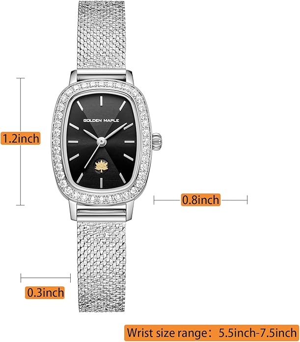 GOLDEN MAPLE Watches for Women, Dainty Gold Watch with Small Stainless Steel Case, Quartz Movement and Water Resistant, Adjustable Mesh Band
