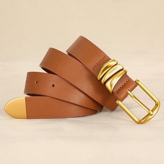 VONMELLI Women's Belt for Jeans Dress Leather Belt for Women Fashion Waist Ladies Belt with Silver Buckle