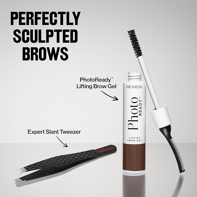 Revlon PhotoReady Lifting Brow Gel, Tinted Eyebrow Lamination with Spoolie Brush, Conditions, Shapes & Defines, 802 Soft Taupe, 0.23 fl oz