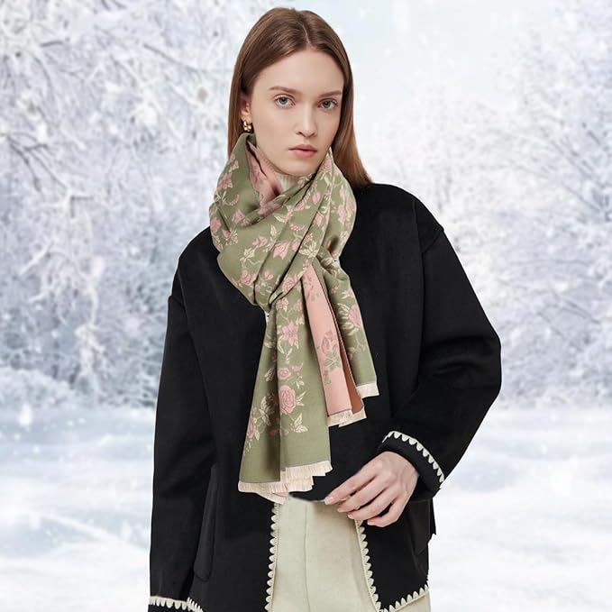 EXTREE Scarfs for Women Pashmina Silky Shawl Wrap for Evening Dressing Blanket Open Front Poncho Cape