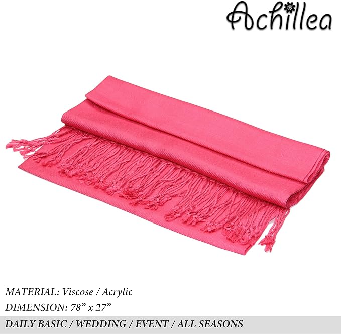 Achillea Soft Silky Pashmina Scarf for Women – Shawl Wrap for Evening Dresses, Bridesmaids, Weddings & Everyday Wear