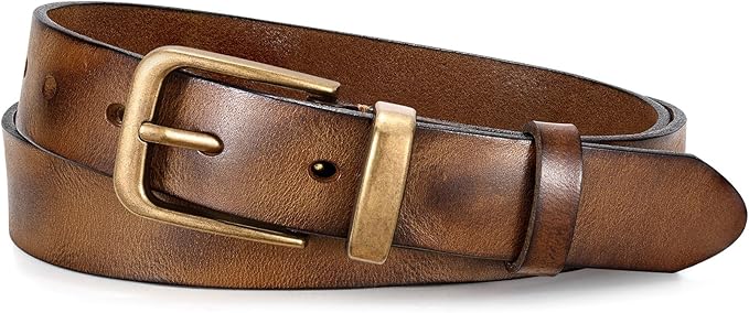JASGOOD Women Belt Genuine leather Belt with Vintage Metal Buckle,Ladies Full Grain Leather Belt for Jeans Pants