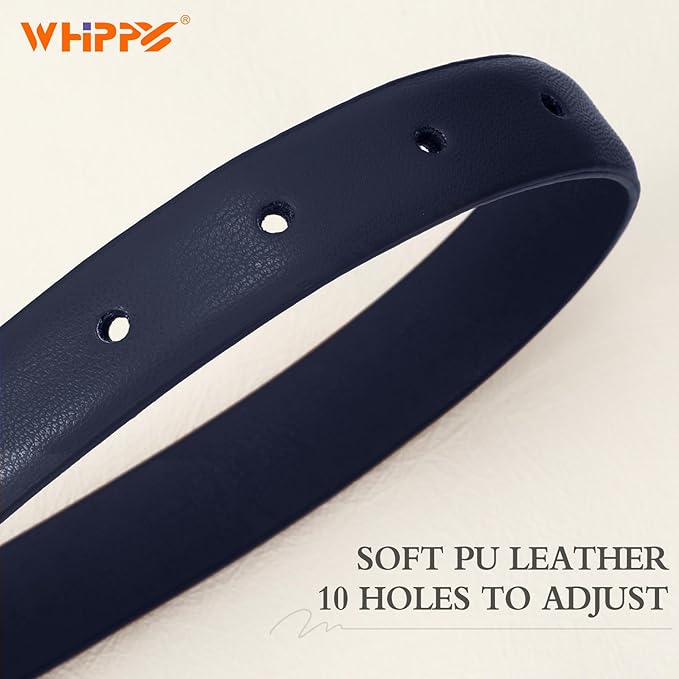 WHIPPY Women Skinny Leather Belt for Jeans Pants Dresses Ladies Fashion Waist Belt with Shiny Gold Buckle