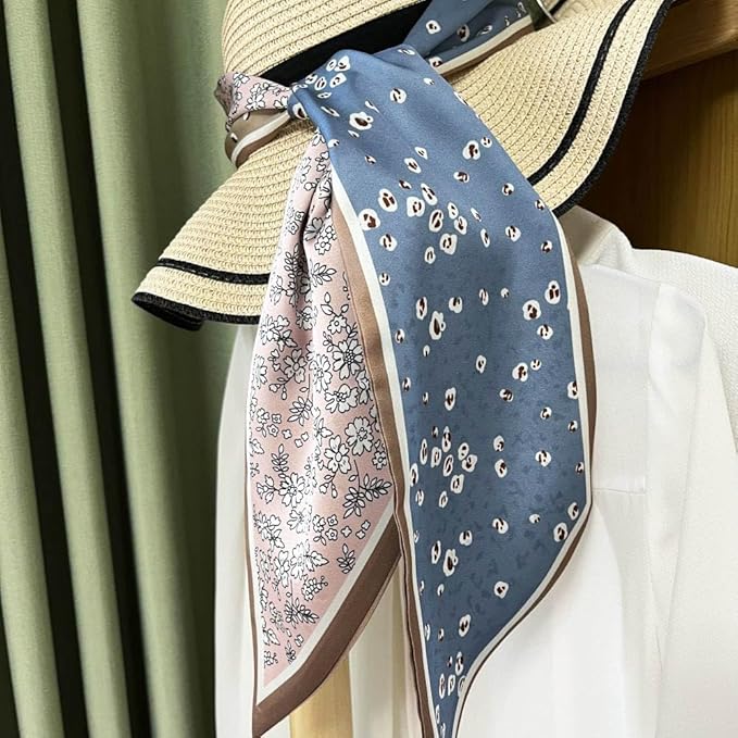 Silk Head Scarf for Hair Fashion Headwrap for Women Lightweight Neck Tie