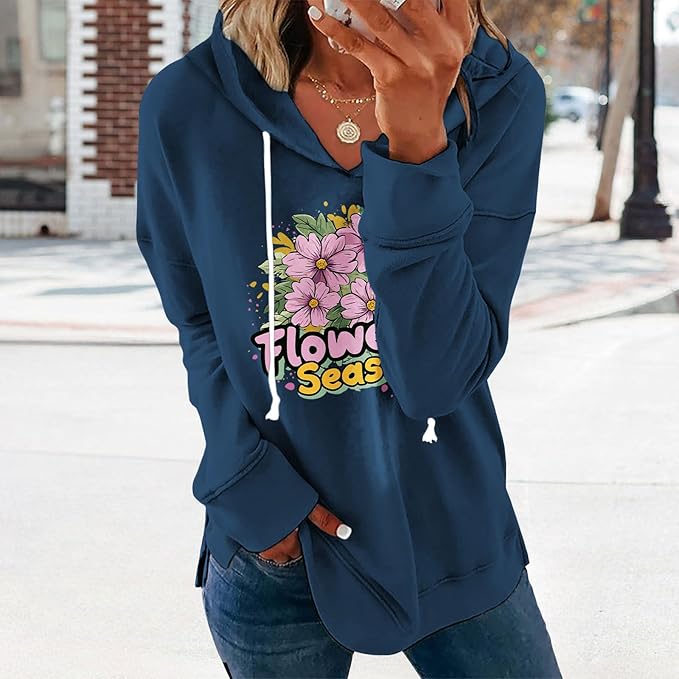 Women's Brick Red Hoodie Pullover Sweatshirt Cotton Blend Loose Fit Long Sleeve Fall Winter Top