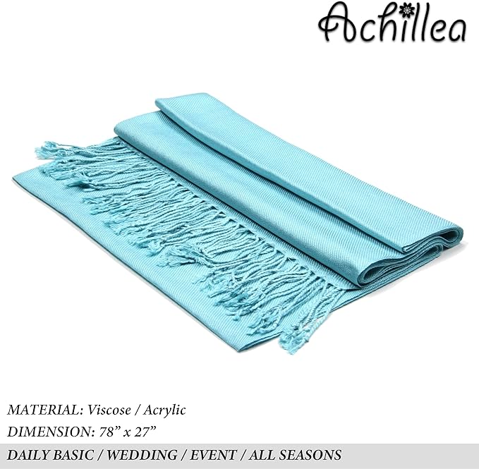 Achillea Soft Silky Pashmina Scarf for Women – Shawl Wrap for Evening Dresses, Bridesmaids, Weddings & Everyday Wear