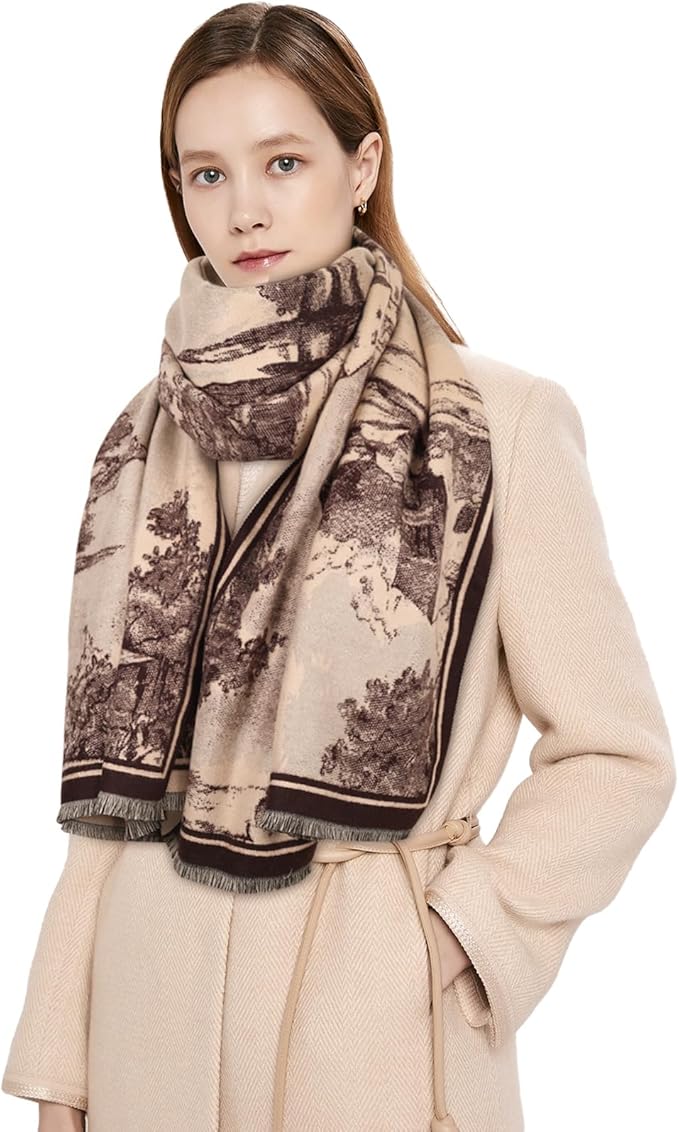 EXTREE Scarfs for Women Pashmina Silky Shawl Wrap for Evening Dressing Blanket Open Front Poncho Cape
