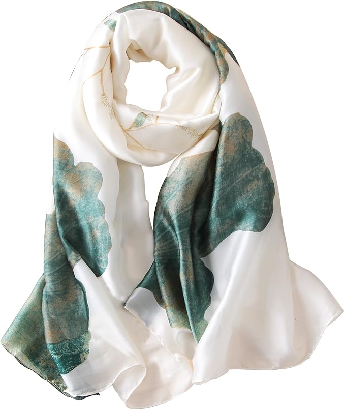 NUWEERIR Womens 100% Large Mulberry Silk Scarf Long Satin Scarf Fashion Lightweight Wraps