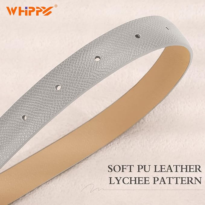 WHIPPY Women Skinny Leather Belt for Jeans Pants Dresses Ladies Fashion Waist Belt with Shiny Gold Buckle