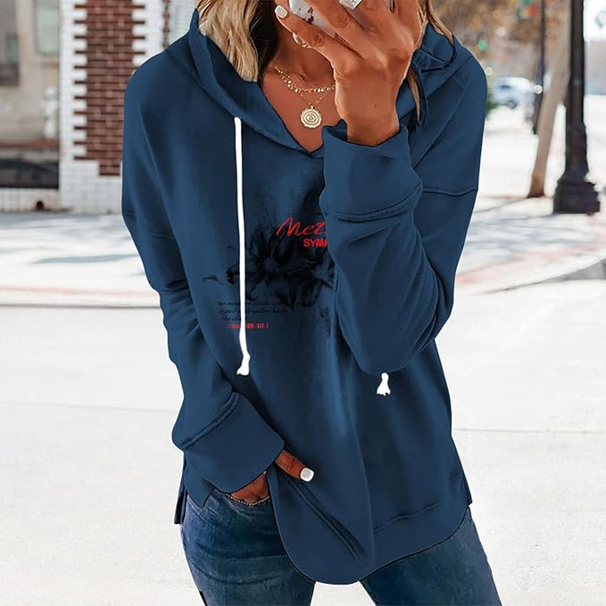 Women's Brick Red Hoodie Pullover Sweatshirt Cotton Blend Loose Fit Long Sleeve Fall Winter Top