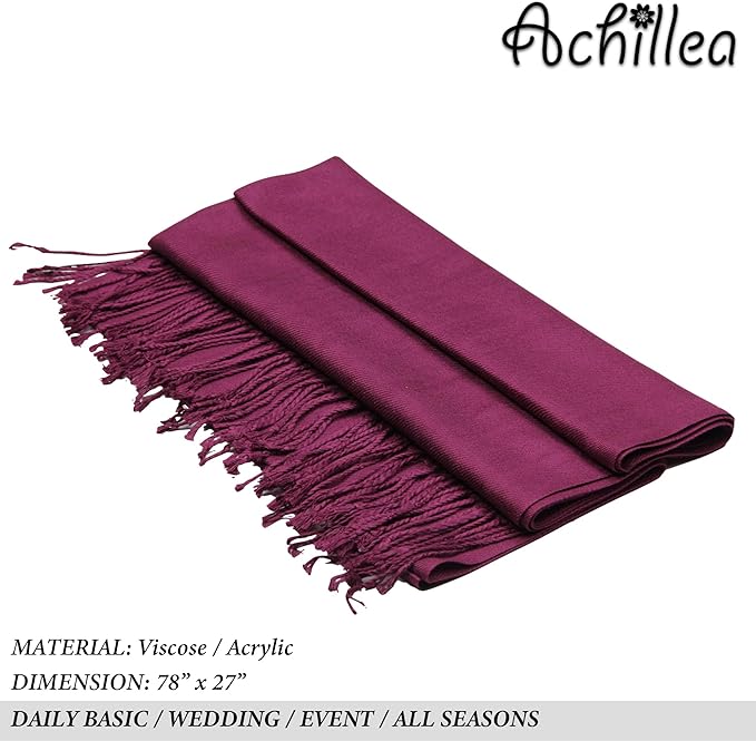 Achillea Soft Silky Pashmina Scarf for Women – Shawl Wrap for Evening Dresses, Bridesmaids, Weddings & Everyday Wear