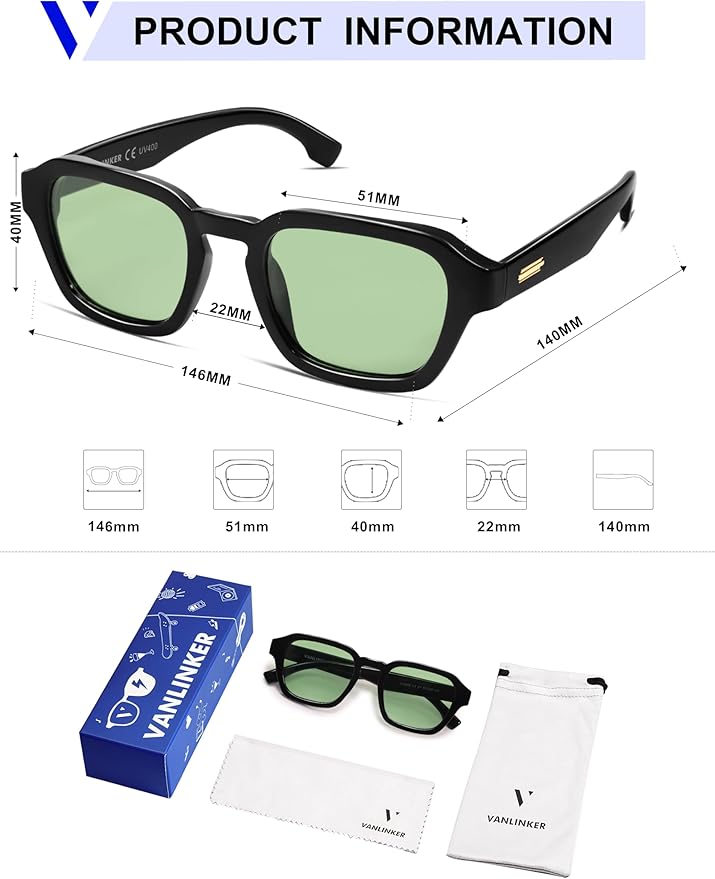 VANLINKER Retro Vintage Polarized Trendy Small Square Sunglasses for Women Men 2025 Fashion Shades VL9858