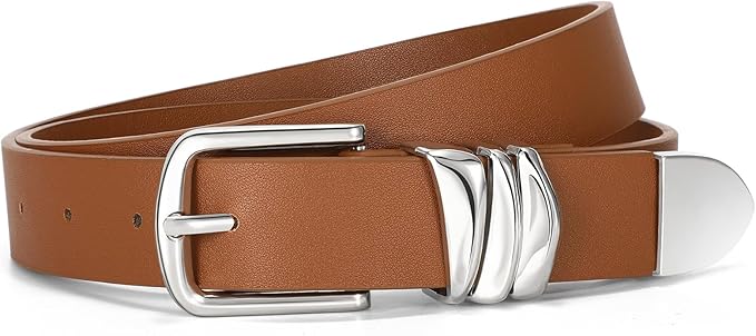 VONMELLI Women's Belt for Jeans Dress Leather Belt for Women Fashion Waist Ladies Belt with Silver Buckle