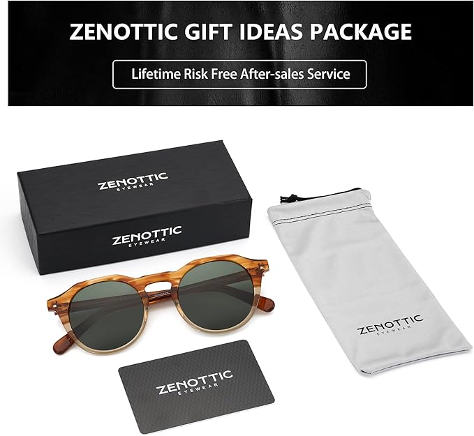 ZENOTTIC Vintage Round Polarized Sunglasses for Men Women UV400 Protection