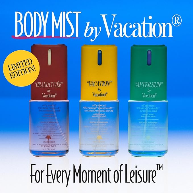 VACATION AFTER SUN Body Mist, Perfumed Body Spray for Women & Men, Aloe Vera, Iced Cucumber Water & Green Tea Verjus Scent, Layer with Eau de Toilette, Summer Fragrance, Travel Size 3 fl oz