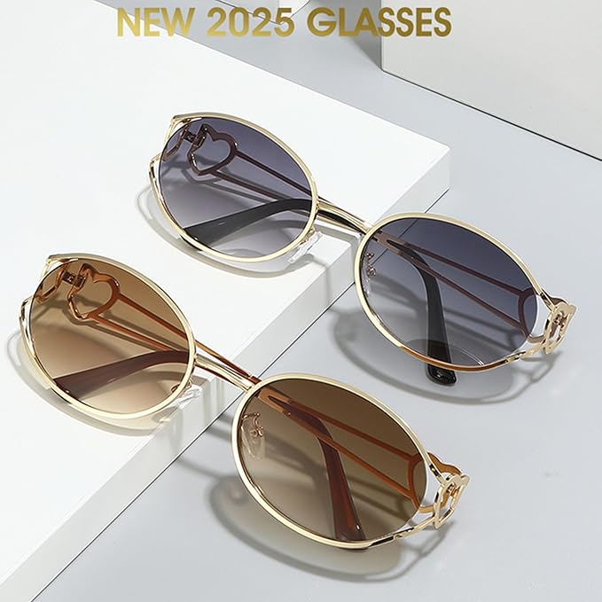 bullabulling Y2k Sunglasses For Women Men Round Vintage glasses Fashion Heart Metal Sunglass Round Retro Eyewear