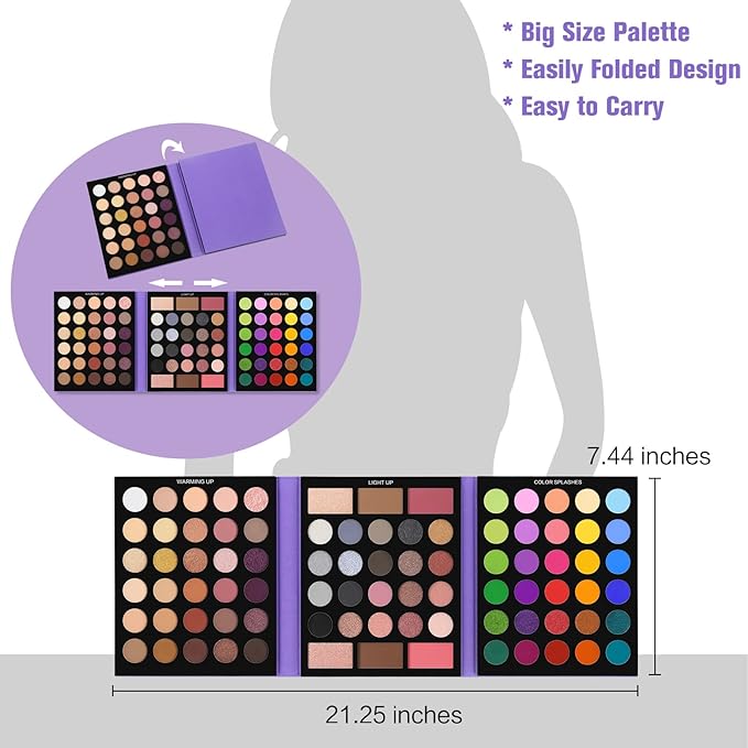 UCANBE Pretty All Set Eyeshadow Palette Pro 86 Colors Makeup Kit Matte Shimmer Eye Shadow Highlighters Contour Blush Powder All In One Makeup Pallet Holiday Christmas Valentine's Day Gift Set