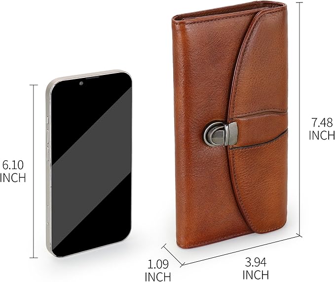 ORIREAL Women's Wallet Genuine Leather Wallet for Ladies Large Capacity Hand-Crafted Wallet Card Holder Purse