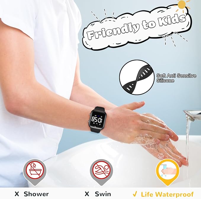 L LAVAREDO Kids Digital Watches for Boys Girls,Waterproof Sport Watch with Pedometer Stopwatch Vibration Alarm for Ages 5-13,No App Fitness Tracker Watch for Kids Teens Birthday Christmas Gifts
