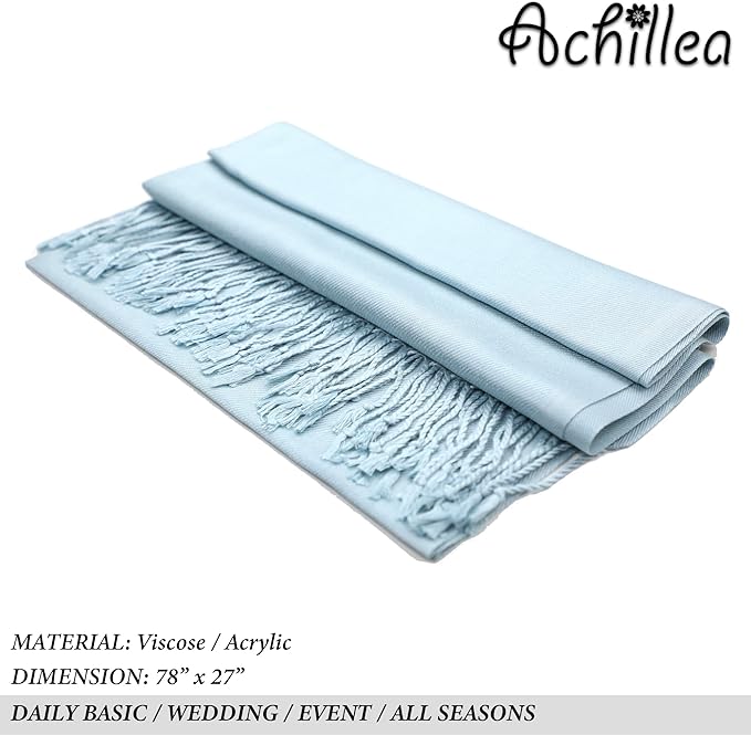 Achillea Soft Silky Pashmina Scarf for Women – Shawl Wrap for Evening Dresses, Bridesmaids, Weddings & Everyday Wear