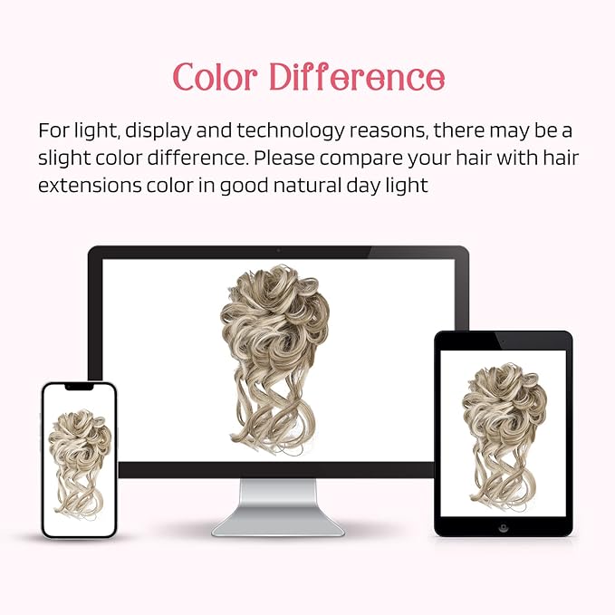 HOOJIH 2PCS Messy Bun Hair Piece, Tousled Updo with Tendrils Hair Bun Extensions Wavy Curly Hair Wrap Ponytail Hairpieces for Women HB010 Dasiy - Hazelnut Blonde with Platinum Blonde Highlights