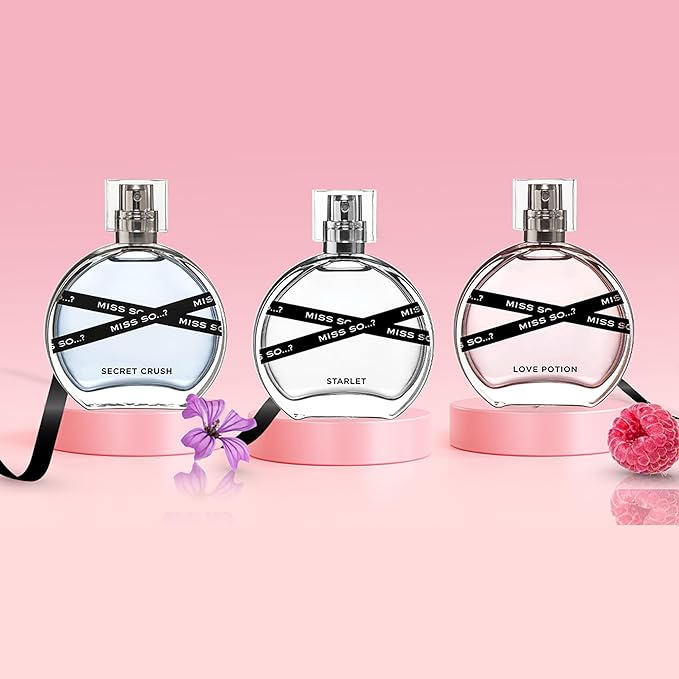 Miss So…? Set - Perfumes for Women with Floral, Fruity and Vanilla Perfume Notes - 800 Sprays - Gifts for Women - 3 pcs Gift Set