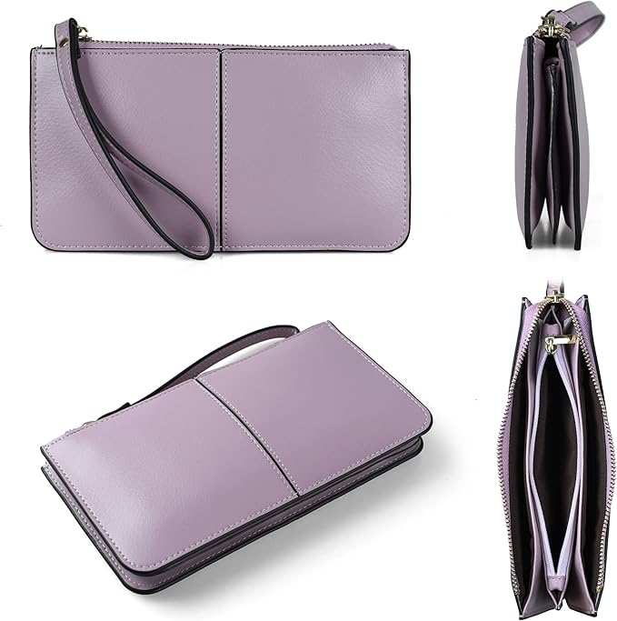 befen Genuine Leather Wristlet Clutch for Women Ultra-Slim Ladies Credit Card Holder Wallet Purses with RFID Protection