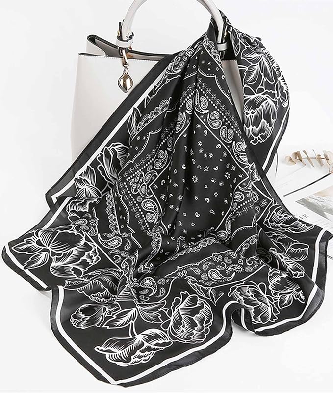Dailyacc Hair Bandanas Scarf For Women Lightweight Fashion Neck Silk Satin Head Scarves For Sleeping Handbags Scarf