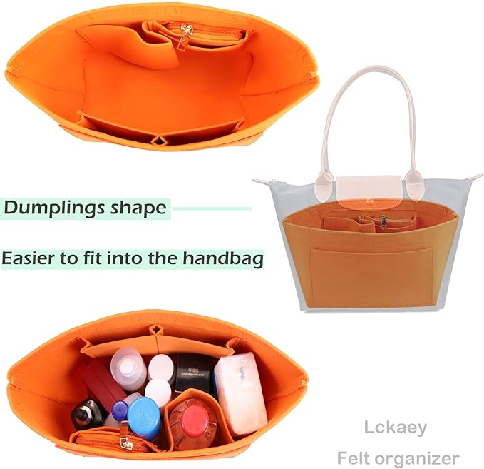Lckaey Purse Organizer Insert for longchamps bags for women(Large) Handbags Organizer 1012orange-L