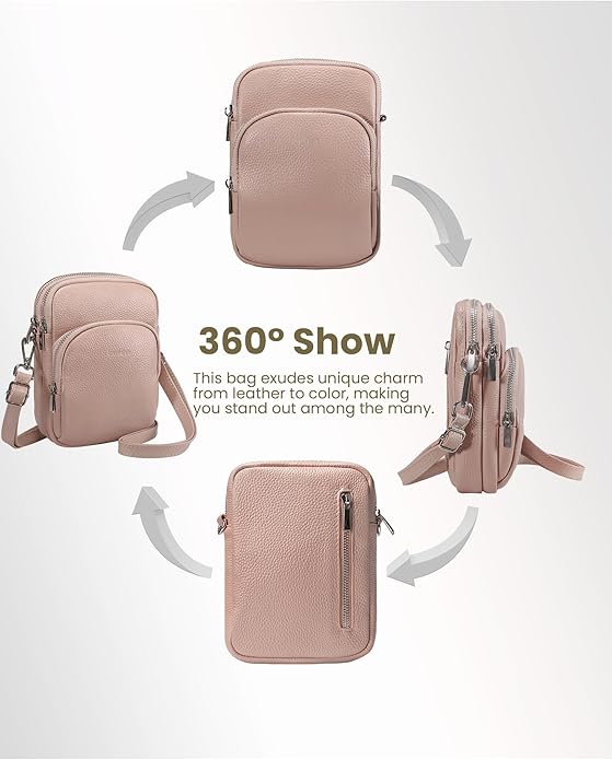 befen Small Genuine Leather Crossbody Bag for Women Trendy Crossbody Purses with RFID Blocking Card Slots