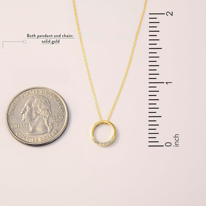 Gelin Diamond Circle Necklace in 14K Solid Gold