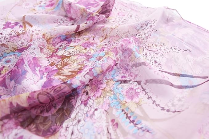 Pokeedioty Scarfs for Women Lightweight Fashion Scarves Elegant Floral Pattern Sheer Scarfs
