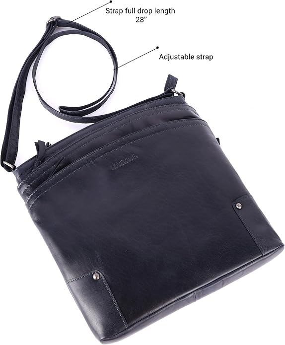 Terry Large Soft Real Leather Womens Crossbody Handbags and Purses-Triple Zip Premium Sling Crossover Shoulder Bag