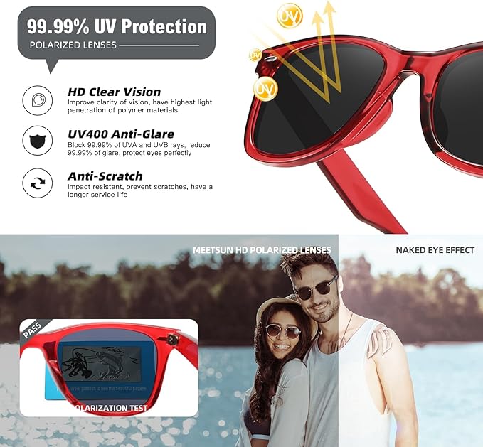 MEETSUN Polarized Sunglasses for Women Men Classic Retro Square Frame Driving Sun Glasses UV Protection