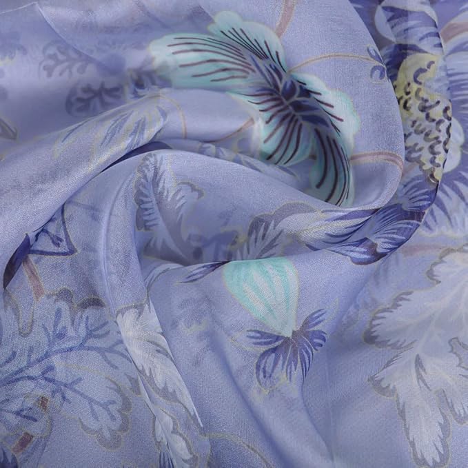 100% Mulberry Silk Women's Neck Silk Scarf-Lightweight Shawl,FLoral Print Beach Silk Wrap-Scarves for Photography
