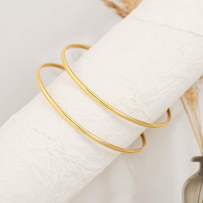 POTESSA 18K Gold Plated Cuff Bracelets Adjustable Dainty Bangle Handemade Jewelry for Women