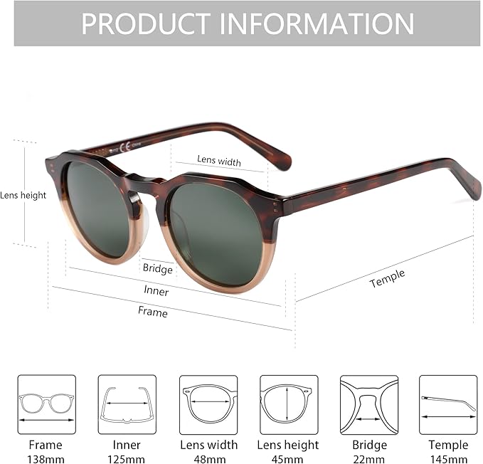 ZENOTTIC Vintage Round Polarized Sunglasses for Men Women UV400 Protection