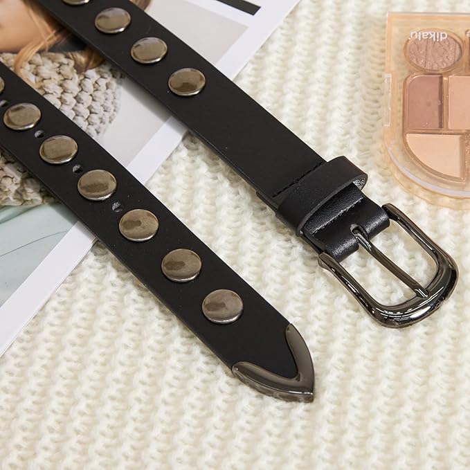 VATAN Women Leather Belt for Jeans Dresses Pants Fashion Ladies Casual Waist Belt with Gold Buckle
