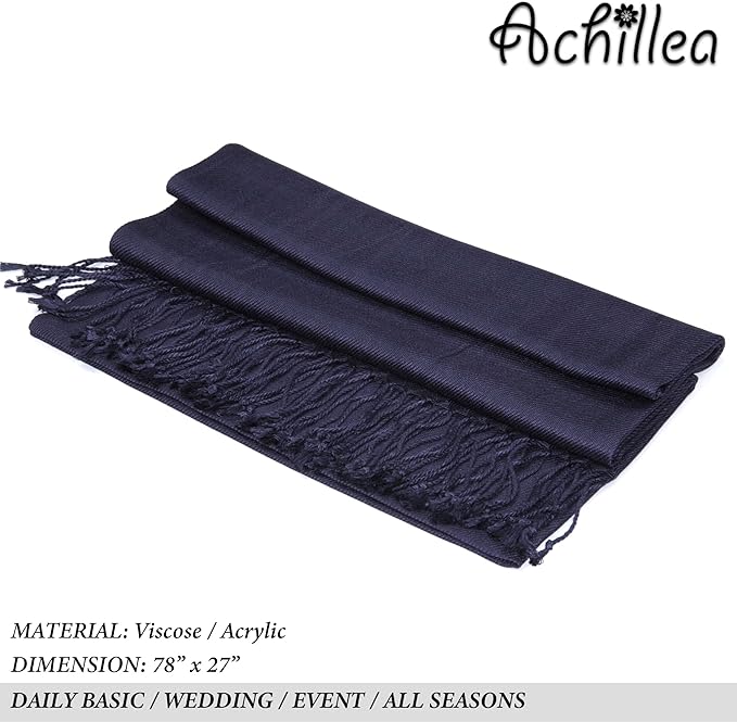 Achillea Soft Silky Pashmina Scarf for Women – Shawl Wrap for Evening Dresses, Bridesmaids, Weddings & Everyday Wear