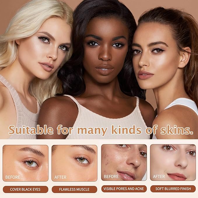 Concealer Foundation Stick, 2-in-1 Long-Lasting Foundation and Concealer with Brush, Creamy Full Coverage for Dark Circles & Blemishes, Hydrating Olive & Camellia, 2.09 Oz (01#)